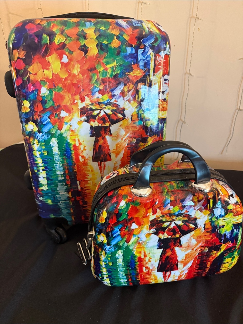Multicolor Rainwalk Travel Luggage Set of 2 - Colorful Carry-On & Case